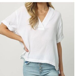 Dear John women’s Jailee Rolled Sleeve White Top